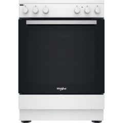 Cuisinière avec table vitrocéramique 4 foyers four catalyse Whirlpool WS68V8KCW/E