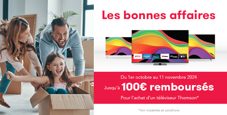 Jusqu'à 100€ remboursés sur une sélection de TV Th